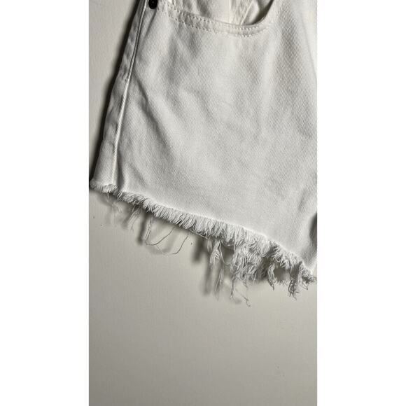 Moussy Shorts 0/US XS White High Rise Denim Raw Hem Button Fly Jean Shorts EUC - Picture 4 of 9